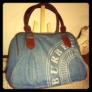 Burberry Large Denim Satchel Bag Handbag Purse